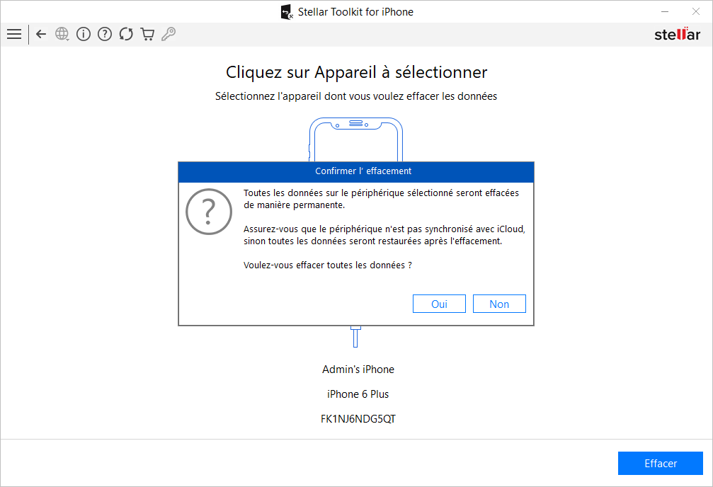 Sélectionner l'appareil iOS
