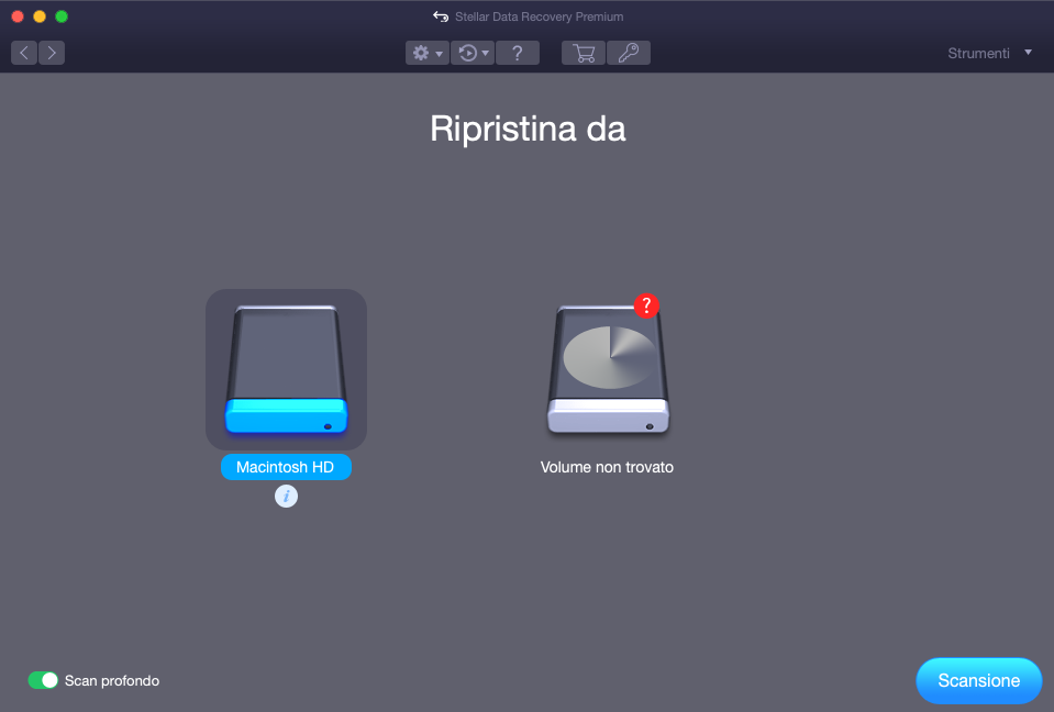 Scansione del support di memorizzazione