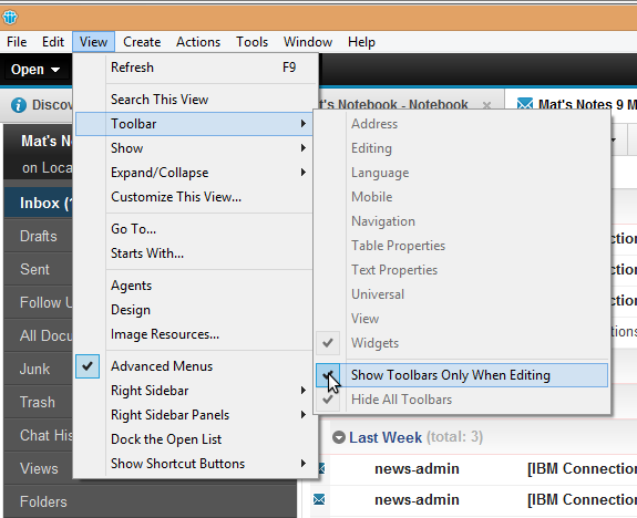 show toolbar