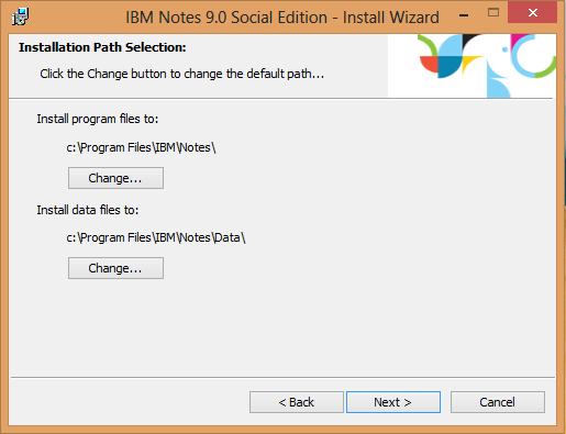installation path selected